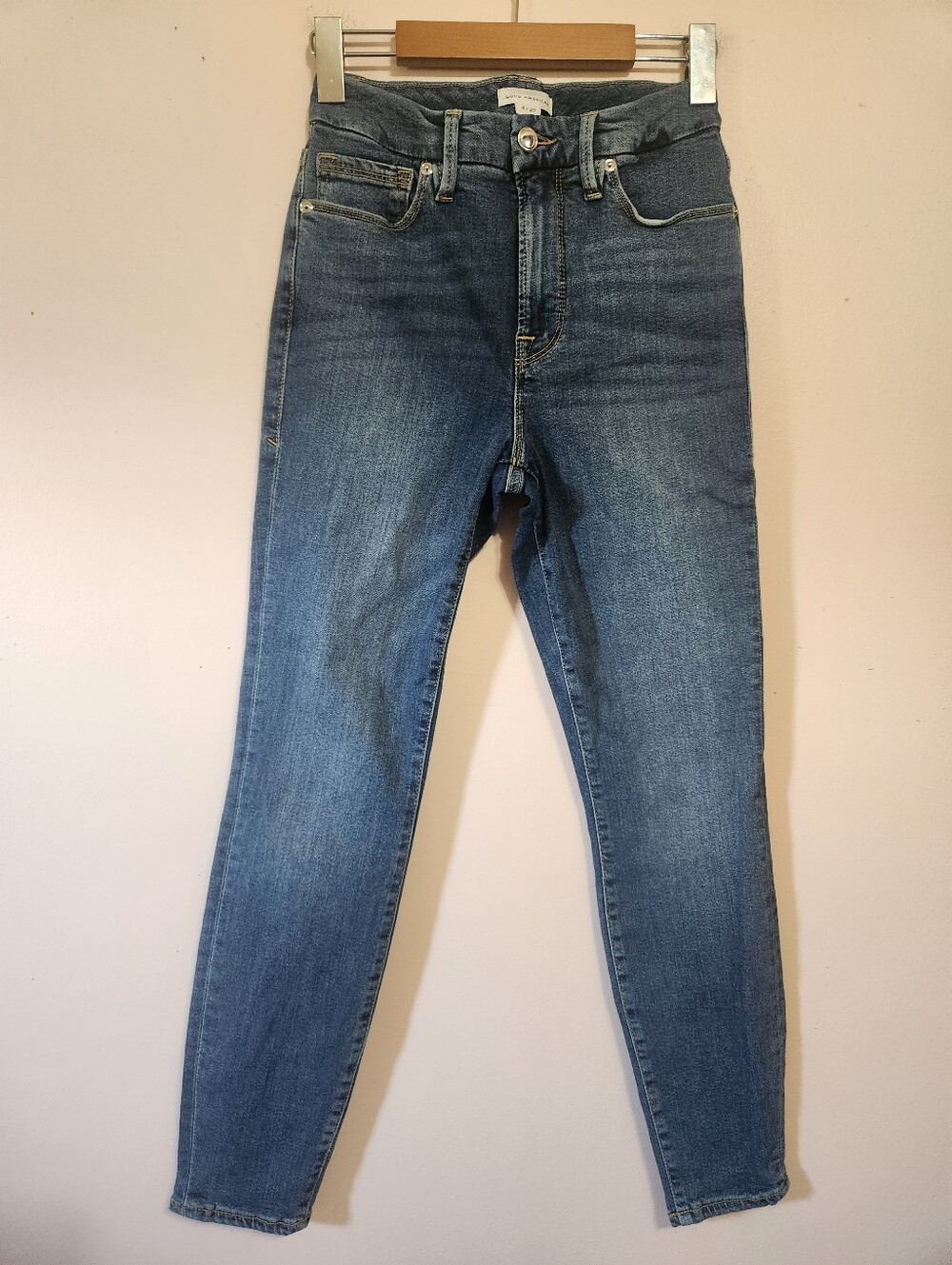 Good American Good Legs Skinny Crop Extreme V High Rise Jeans Blue 615 Sz 4/27